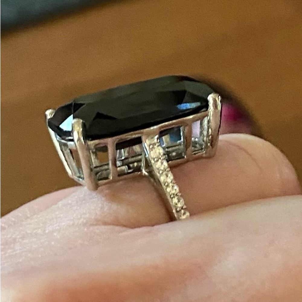 NWT Black Spinel & White Zircon Cocktail Ring in Platinum over .925 Sterling!!! - Picture 8 of 10